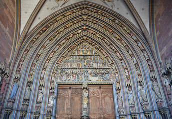 Inlet Gothic Arches at the Main Entrance of Freiburg Minster