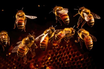 bees performing waggle dance to communicate, created with generative ai