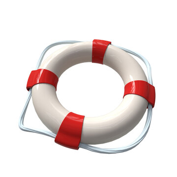 3d realistic red-white lifebuoy Render