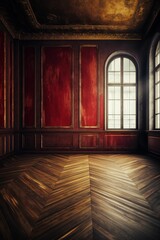 beautiful old dark red and gold empty room