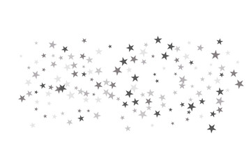 Star confetti. Silver casual confetti background. Bright design pattern.