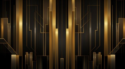 wallpaper geometric pattern of outlined vertical golden