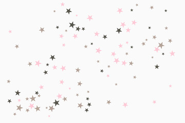 Star confetti. Silver casual confetti background. Bright design pattern.