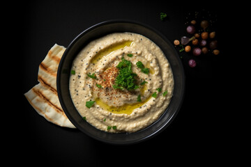 Baba ghanouj on a marble background. generative ai