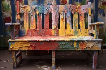 Fototapeta na wymiar macro shot of paintbrush bristles on wet bench, created with generative ai