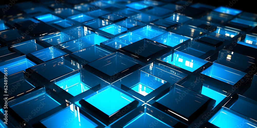 Canvas Prints futuristic cyberspace background, 3d style of data processing. futuristic technology. colorful cubes