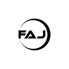 FAJ letter logo design with white background in illustrator, cube logo, vector logo, modern alphabet font overlap style. calligraphy designs for logo, Poster, Invitation, etc.