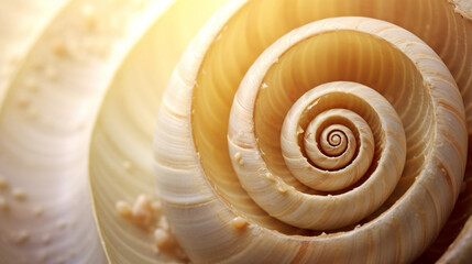 Closeup of Interior of a Shell, Spiral Snail, Texture Background Wallpaper, Generative Ai