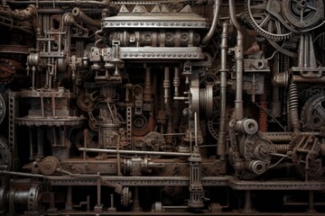 detailed shot of machinery used in metal shaping, created with generative ai