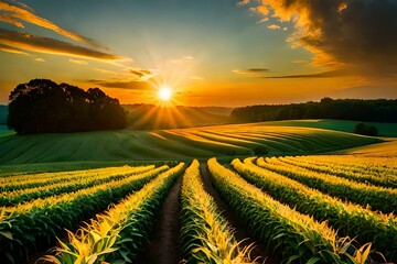 sunset over the field