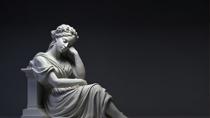 Obraz premium Female Contemplation Greek Statue, Minimalist Digital Concept Render