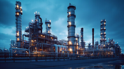 Plant, chemical complex at night