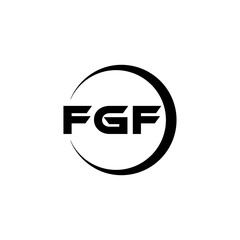 FGF letter logo design with white background in illustrator, cube logo, vector logo, modern alphabet font overlap style. calligraphy designs for logo, Poster, Invitation, etc.