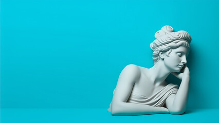 Female Contemplation Greek Statue, Modern Minimalist Digital Concept Render