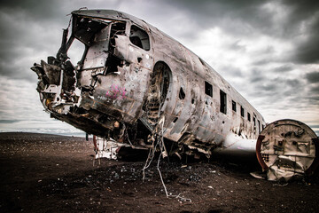 Old abandoned plane wreck in Iceland