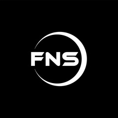 FNS letter logo design with black background in illustrator, cube logo, vector logo, modern alphabet font overlap style. calligraphy designs for logo, Poster, Invitation, etc.