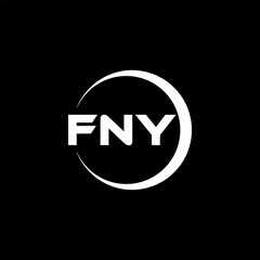 FNY letter logo design with black background in illustrator, cube logo, vector logo, modern alphabet font overlap style. calligraphy designs for logo, Poster, Invitation, etc.