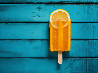 Orange popsicle ice cream. Summer refreshing ices on stick. Generative AI