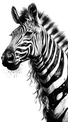 Fototapeta na wymiar Stripes in Ink. Zebra's Monochrome