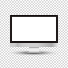 Realistic computer monitor isolated on transparent background. Vector layout. Vector illustration.