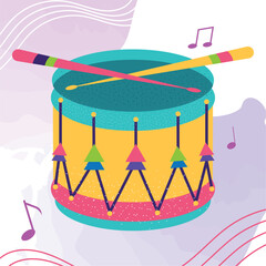 Isolated colored drum musical instrument Vector