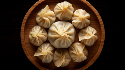 Chinese Dumpling top view. generative ai
