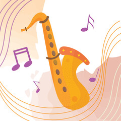 Isolated colored saxophone musical instrument Vector