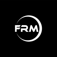FRM letter logo design with black background in illustrator, cube logo, vector logo, modern alphabet font overlap style. calligraphy designs for logo, Poster, Invitation, etc.