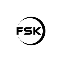 FSK letter logo design with white background in illustrator, cube logo, vector logo, modern alphabet font overlap style. calligraphy designs for logo, Poster, Invitation, etc.