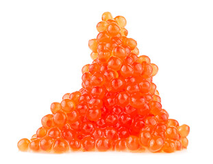 Heap of red salted Salmon caviar isolated on a white background