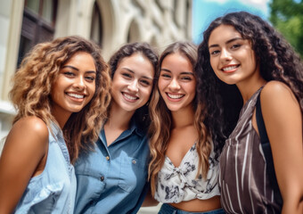Gruppe junger Frauen unterschiedlicher ethnischer Herkunft. Generative AI