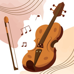 Isolated colored violin musical instrument Vector