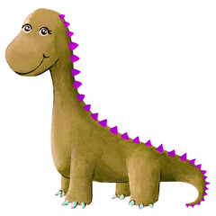 Hand painted Dinosaur Set. Colorful design. Isolated items, without background.	