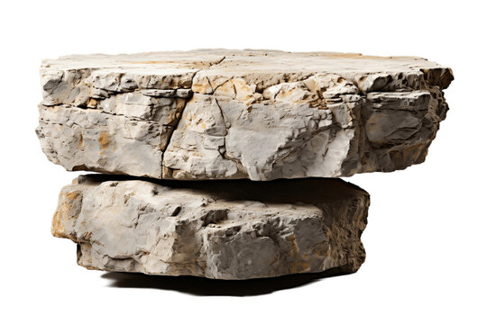 Stone Round Podium Rock on Transparent Background. AI