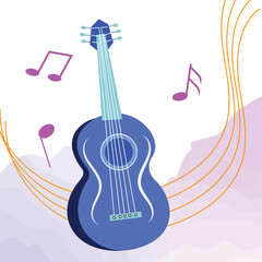 Isolated colored guitar musical instrument Vector