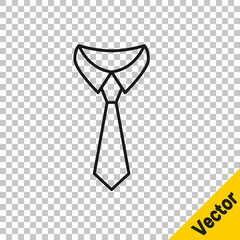 Black line Tie icon isolated on transparent background. Necktie and neckcloth symbol. Vector
