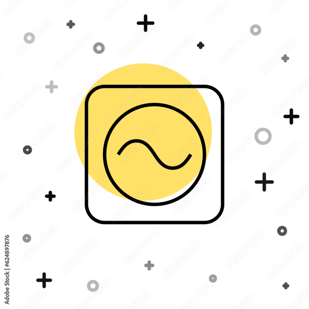 Poster black line ac voltage source symbol icon isolated on white background. alternating current symbol. r