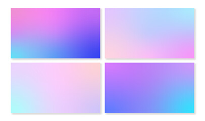 Set of 4 horizontal gradient backgrounds in cyan and magenta colors with soft transitions. For covers, wallpapers, advertising, business cards, social media and other projects. For web and printing.