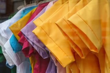 Showcase of a store selling special clothing for the service sector
