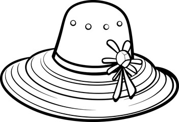 Summer Hat Line Art
