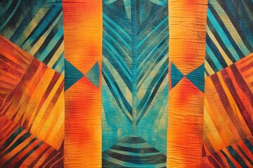 freshly painted tapa cloth with vibrant colors, created with generative ai