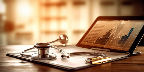 Healthcare business concept, Medical examination and graph data growth of business