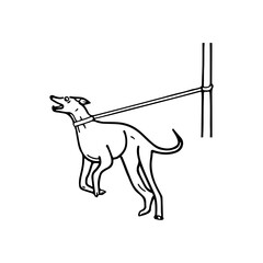 vector illustration of a dog on a leash