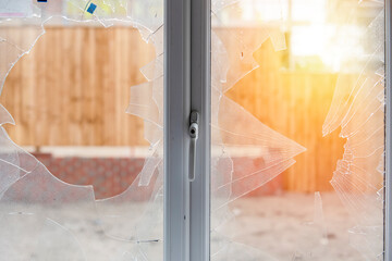Broken window in new build house