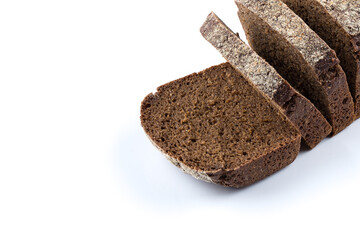 Rye bread slices isolated on white background