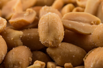 large amount of peeled salted peanuts