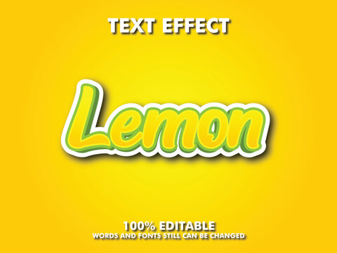 Editable text style effect -lemon  text style theme, fruit and natural text style