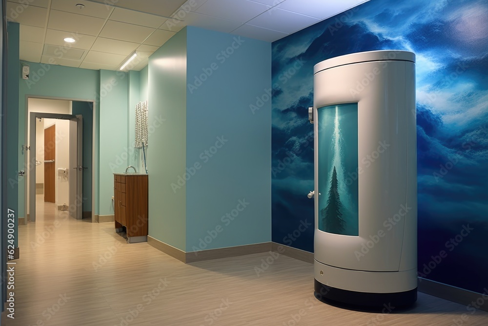 Canvas Prints cryotherapy machine in a modern wellness center, created with generative ai