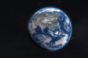 Fototapeta na wymiar Earth in space, planet earth from the space at night . 3d rendering
