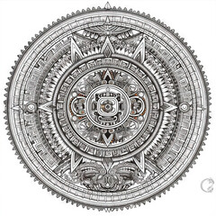 mandala Aztec coloring  book page black and white
